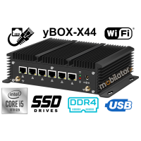 Odporny Przemysłowy bezwentylatorowy mini Komputer MiniPC - 8GB  RAM, Bluetooth - yBOX-X44-(6LAN, 2COM)-i5 10210u v.3