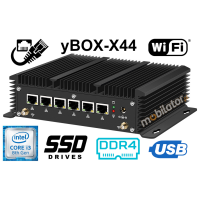 Wydajny minikomputer przemysłowy z pasywnym chłodzeniem -  MiniPC - 16GB RAM, 512GB SSD - yBOX-X44-(6LAN, 2COM)-i3 8145U v.5