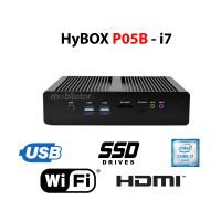 HyBOX P05B - i7 v.2 - Nowoczesny miniPC przemysłowy z metalową obudową, procesorem Intel Core i7, WiFi i portami 2xLAN, 2x HDMI, 8xUSB (3 LATA GWARANCJI)