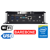 HyBOX 1009 Celeron 5405U Barebone - Budżetowy wyposażony fanless mini komputer z WiFi, wejściami: 4x USB3.0, 6xRJ45 Lan, 1x HDMI, 1x DB9 COM, 1x RJ45 Com - zaprojektowany do zarządzania ciągami technologicznymi (3 LATA  GWARANCJI)