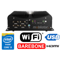 HyBOX 1012B-D4 i3-6157U Barebone (DC 9-36V) - mocno wyposażony (fanless) mały komputer z WiFi, wejściami: 14x GPIO, 4x USB3.0, 2x USB2.0, 2xRJ45 Lan, 1x HDMI, 6x DB9 COM, 1x RJ45 Com - do sterowania procesami  produkcyjnymi (3 LATA GWARANCJI)
