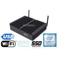 HyBOX TH5 - i7 v.2 - (3 LATA GWARANCJI) bezwentylatorowy przemysłowy mały komputer stacjonarny w metalowej obudowie - do zarzadzania maszynami produkcyjnymi, Intel i7, WiFi, 16GB RAM, 256GB SSD, 4x USB3.0, 4x USB2.0, 2xRJ45  Lan