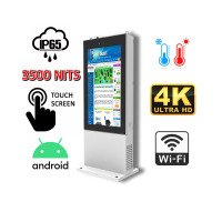 NoMobi Trex Hi65 v.9.1 - Sunlight-readable totem with a 4K 65-inch touch display - for use at trade fairs - IK10 resistance standard, Android 10 system and online control system