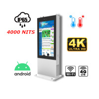 NoMobi Trex Hi75 v.3.1 - Zewnętrzny totem stojący z ekranem 75 cala o rozdzielczości 4K, normą IP65, systemem Android, 4GB RAM, oraz ogrzewaniem, z dostawą morską -  2,5 miesiąca