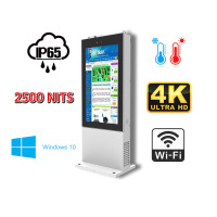 NoMobi Trex Hi75W v.1.1 - Przeciwmgielny totem reklamowy - stojący z ekranem LCD o rozdzielczości 4K, z systemem ogrzewania zapewniającym pracę w ujemnych temperaturach