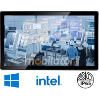 BiBox 185-I58 v.4 - Rugged 18.5-inch 1920x1080 panel computer, Intel i5-8250U processor, 8GB RAM, 256GB SSD, 1000 nits screen, RS232 x2, dual LAN, IP65 front - For production line control