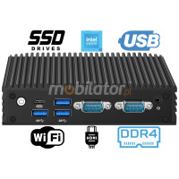 MobiPad nBOX MV2-2C2LG v.1 - Barebone desktop computer for industrial use with Intel N100 processor, 3x USB 3.0, 1x USB Type-C, 2x RS232, 2x USB 2.0, 1x HDMI 2.0, 1x Display Port 1.4