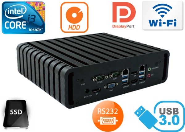 Przemysłowy Komputer Fanless MiniPC IBOX-QM87 i3 v.6