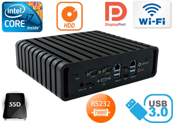 Przemysłowy Komputer Fanless MiniPC IBOX-QM87 i7 (LPT i GPIO) v.6