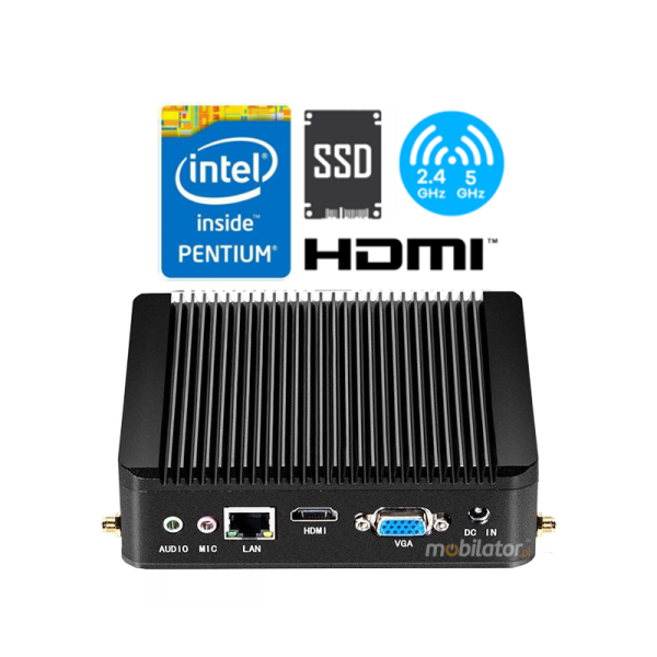 Small fanless reinforced MiniPC Industrial Computer yBOX-X30 (1LAN) - Pentium 3805U v.4
