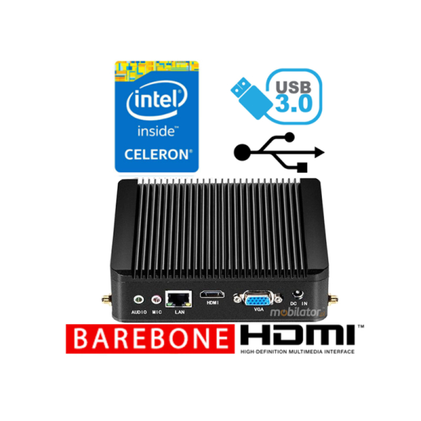  Small budget reinforced Industrial Computer Fanless MiniPC yBOX-X30 (1LAN)-J1800 Barebone