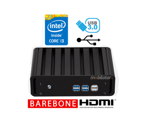 Strengthened mini industrial computer with passive cooling MiniPC yBOX-X31-i3 5005U Barebone