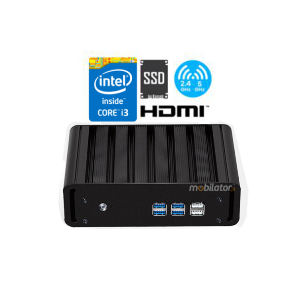 Amplified fanless mini industrial computer with passive cooling of MiniPC yBOX-X31-i3 4010U v.2
