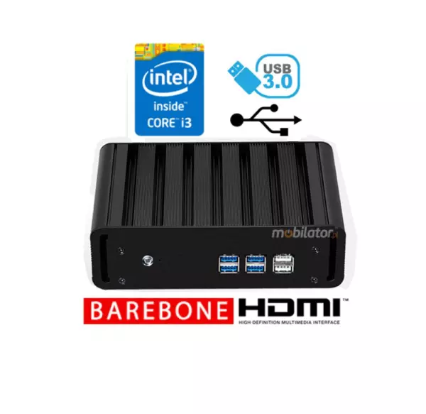 Strengthened fanless mini industrial computer with passive cooling MiniPC yBOX-X31-i3 6100U Barebone