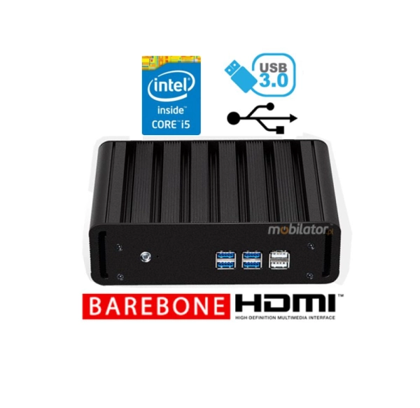 Resistant fanless mini industrial computer with passive cooling MiniPC yBOX-X31-i5 4210Y Barebone