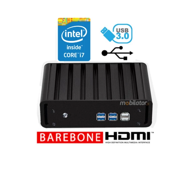 Efficient fanless industrial mini computer with passive cooling MiniPC yBOX-X31-i7 5500U Barebone