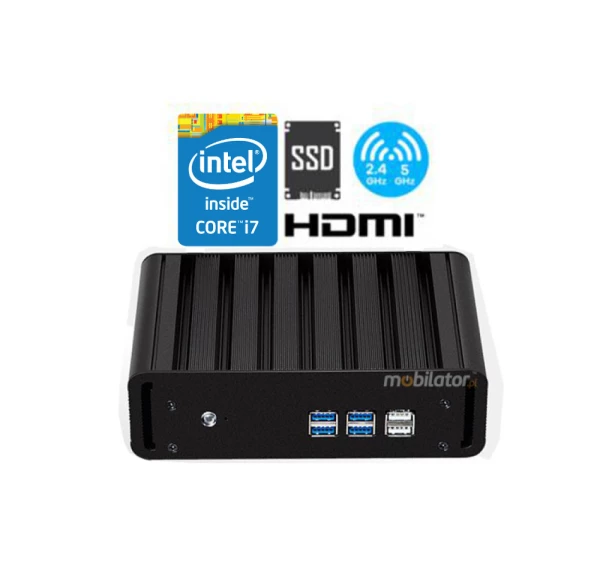 Efficient fanless industrial mini computer with passive cooling MiniPC yBOX-X31-i7 5500U v.4