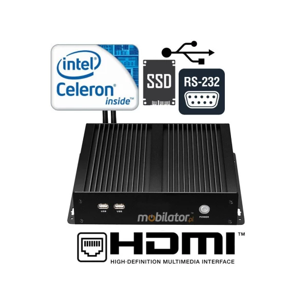 Komputer przemysłowy z pasywnym chłodzeniem z 4-ema portami COM RS232 - MiniPC yBOX X26G(4COM)-N2830 v.1