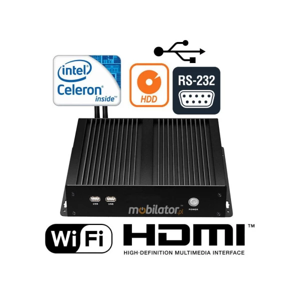 Komputer przemysłowy z pasywnym chłodzeniem z 4-ema portami COM RS232 - MiniPC yBOX X26G(4COM)-N2830 v.3