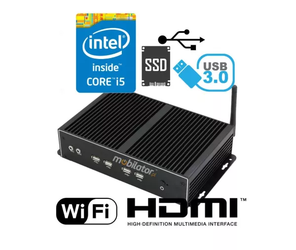 Industrial mini computer with passive cooling MiniPC yBOX X26A (6COM+2LAN)-i5-4200U v.4