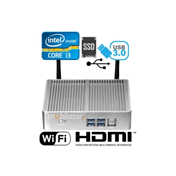 Fanless industrial mini computer MiniPC yBOX X32 i3 4010Y v.2