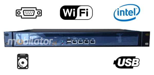 MiniPC yBOX 1U - J1900 v.3 Wzmocniony komputer przemysłowy z chłodzeniem pasywnym i 4x LAN - do szafy rakowej