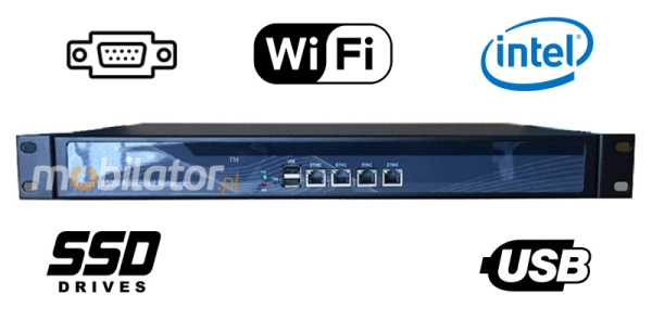 MiniPC yBOX 1U - J1900 v.4 Wzmocniony komputer przemysłowy z chłodzeniem pasywnym i 4x LAN - do szafy rakowej