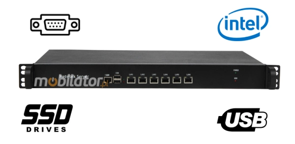 MiniPC yBOX 1U - 1037U v.1 Komputer przemysłowy fanless 6x LAN do szafy rakowej