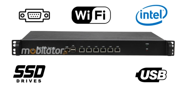 MiniPC yBOX 1U - 1037U v.2 Komputer przemysłowy fanless 6x LAN do szafy rakowej