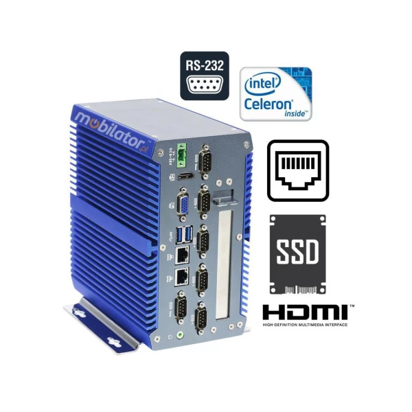 IBOX-301P J1900 v.1 - small reinforced fanless industrial pc - 2xLAN and 6xRS232