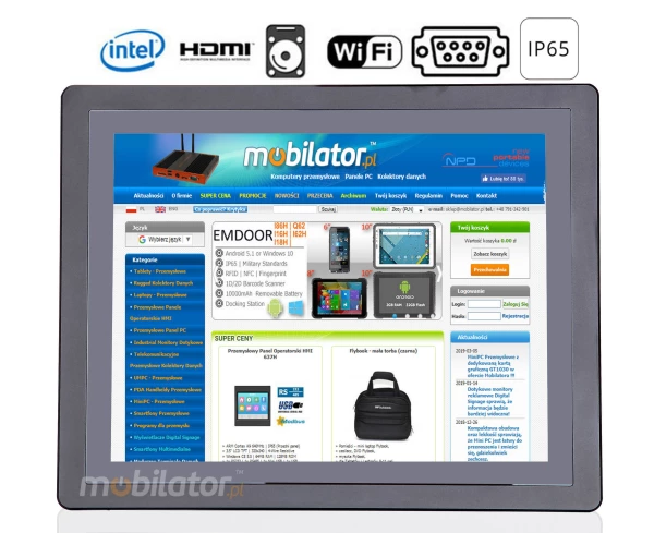 17” Flat Design PCAP Fanless Touch PC(I5-6360U), LED panel resolution 1280*1024, brightness 300nits, 10 point Touch screen, Intel I5- 6360U MB, 4BG RAM, 500 GB HDD, WIFI, 12V DC input, VESA 100 mount,5 waterproof connectors