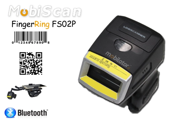 Fingering FS02P - mini barcode scanner 1D/2D - Ring - Bluetooth