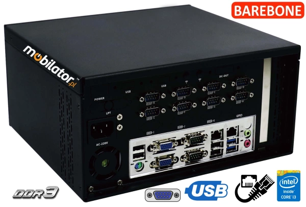 IBOX-ZPC X4 (H81) i3-4160 Barebone - Industrial computer (10x COM + 2x LAN) with passive cooling