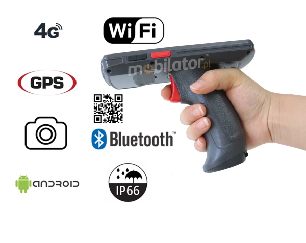  Funkcjonalny wodoodporny Wzmocniony Terminal mobilny z uchwytem pistoletowych oraz skanerem kodów 2D