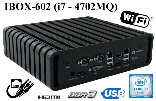 IBOX-602 (i7 4702MQ) v.1 - Rugged industrial computer with video ports (HDMI, Display Port, VGA)