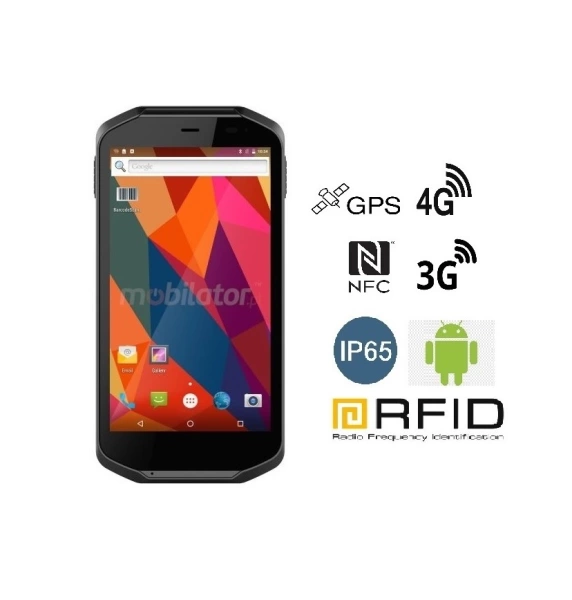 Mobipad Qxtron Q5100 v.5 - Shockproof (IP65 + MIL-STD-810G) data terminal with Android 9.0 system and 2D and UHF code reader, 4GB RAM and 64GB disk capacity.
