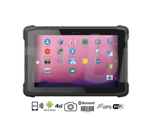 Rugged 8-inch industrial tablet (IP65 + MIL-STD-810G) with NFC, 4GB RAM, 64GB ROM, Bluetooth 4.1, NFC and 1D MOTO code scanner - Emdoor Q11 v.2 
