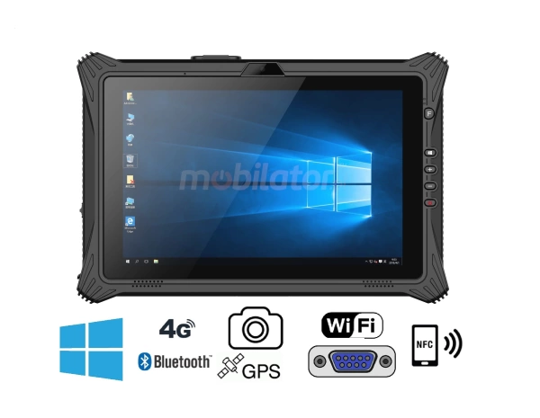 Emdoor I10U v.4 - Shockproof 10 inch tablet with Windows 10 Home, BT 4.2, 8GB RAM, 128GB hard drive, NFC and 4G 