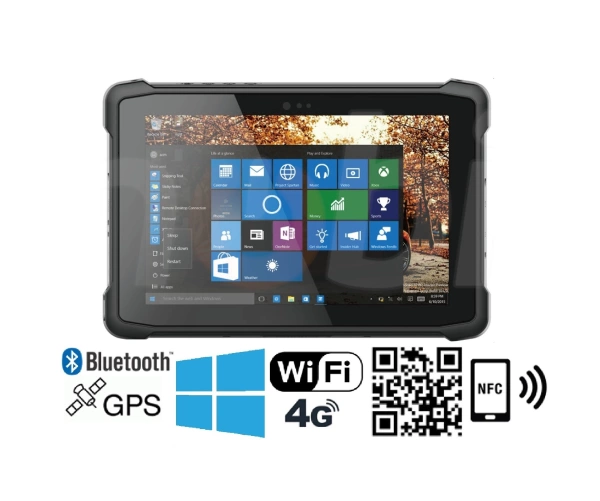 Emdoor I11H v.4 - Odporny na upadki dziesięciocalowy tablet z Windows 10 Pro, Bluetooth 4.2, 4GB RAM pamięci, dyskiem 64GB, czytnikiem kodów 2D N3680 Honeywell, NFC  i 4G 