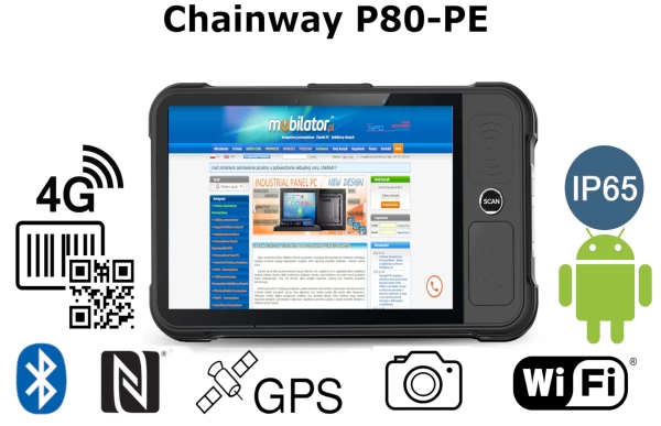  rozdzielczością 1920x1200 skanerem kodów kreskowych 2D, 4G, NFC Chainway P80