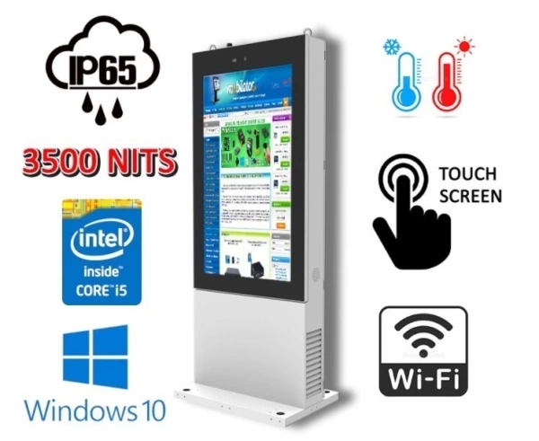 NoMobi Trex 65W v.9 - 65-inch interactive, multimedia standing totem with anti-theft alarm, touch screen (tempered glass) with a brightness of 3500 nits (delivery by ship approx. 2.5 months)