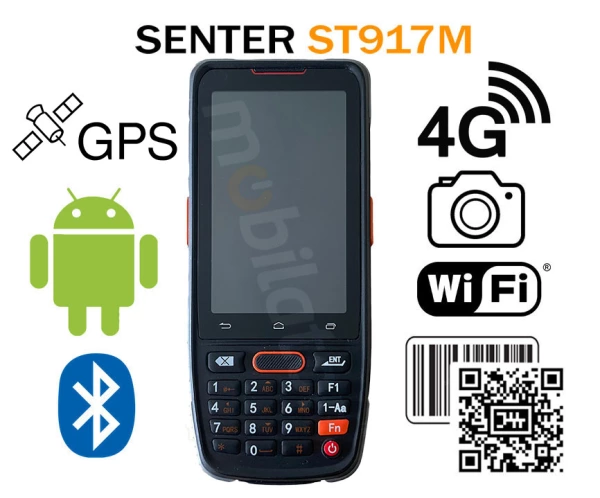  SENTER ST917M - Odporny kolektor danych z ekranem dotykowym, skanerem kodów 2D Honeywell N5703, WiFi, BlueTooth 5.0 i 4G