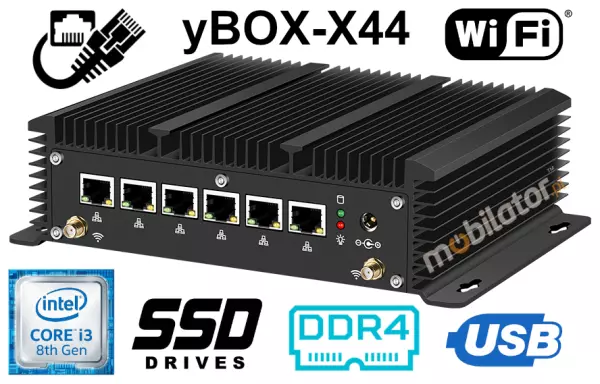 Minipc z ochroną przed pyłem i zanieczyszczeniami Niskie zużycie energii minipc z portem rs232 usb 2.0 usb 3.0 Bezwentylatorowy system chłodzenia X44