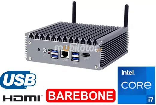 MiniPC yBOX-X56 I7 1165G7 Barebone - Kompaktowy budżetowy komputer przemysłowy bezwentylatorowy wydajny szybki procesor dwie anteny WIFI 4G 3G USB 3.1 niewielki komputer przemysłowy fanless