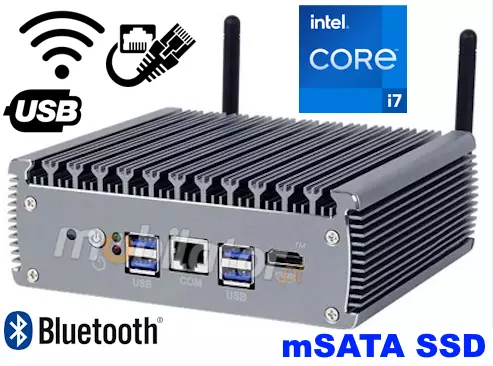 MiniPC yBOX-X56 I7 1165G7 8GB RAM 256GB SSD mSATA v2 - Kompaktowy budżetowy komputer przemysłowy bezwentylatorowy wydajny szybki procesor dwie anteny WIFI 4G 3G USB 3.1 niewielki komputer przemysłowy fanless