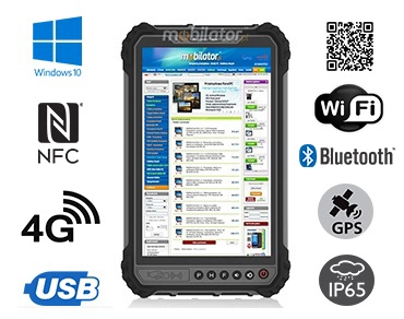 MobiPAD 9TS-J - Wytrzymały tablet z ekranem 8 cali 1920x1200, 8GB RAM, 256GB ROM, ekranem 450 nits, procesorem Intel Celeron, normą IP65, Windows 10, 4G, idealny na magazyn, NFC, Skanerem 2D Newland N1, Czytnikiem linii papilarnych