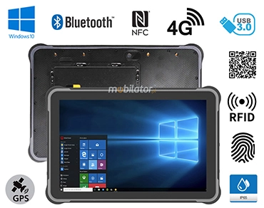 MobiPAD JST11 - Wielofunkcyjny tablet przemysłowy IP65, 8GB RAM, 256GB ROM, Windows 10, Intel N5100, high precision GPS, NFC, RJ45, USB 3.0, WiFi, Bluetooth, skaner 2D Honeywell N4680, czytnik linii papilarnych, UHF RFID (3-4m), odporny na wysokie i 