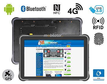 MobiPAD A311-R2 - Odporny na upadki tablet przemysłowy z High Precision GPS i UHF RFID (3-4m), 10.1 cala, Android 12, 16GB RAM, 512GB ROM, IP65, NFC, Bluetooth 5.0, 1920x1200, 450 nits, z czytnikiem linii papilarnych