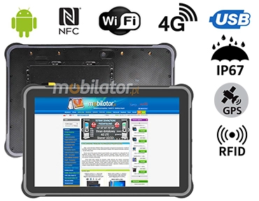 MobiPAD A311-A7 - solidny tablet do hurtowni z normą IP67, 8GB RAM, 256GB ROM, NFC, Bluetooth 5.0, procesor MT6789 - 8 x 2.2 GHz, 4G LTE, Android 13.0, 10.1 cala, 1920x1200, 450 nits, UHF RFID 865-868MHz (0.8-1m)