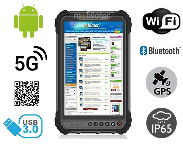 MobiPAD TS9T - pancerny tablet przemysłowy z normą IP65, skanerem 2D Newland N1, wodoodporny, pyłoodporny, 8GB RAM, 256GB ROM, 8-rdzeniowy procesor, Android 10, 8 cali, 1920x1200, 5G, 4G LTE, Bluetooth 5.0, GPS